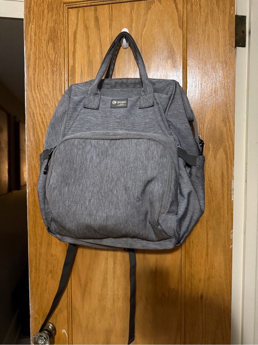 POSO Diaper Bag Backpack for Baby Care, Large Gray Tote Bags